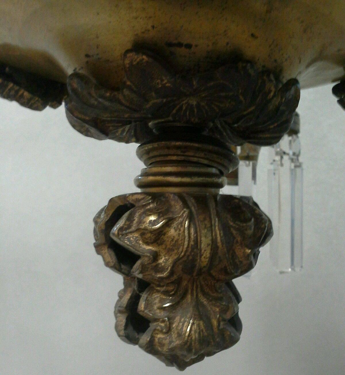 Rare Antique Gilt Bronze 4-Light Solar Chandelier Henry Hooper & Co., Boston 3