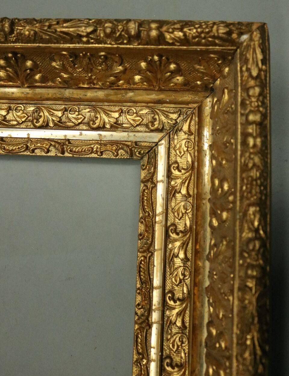 Antique Ornate First Finish Gold Gilt Gesso on Wood Frame, Late 19th