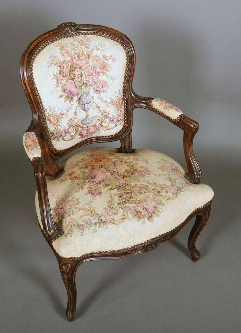 18th century French Louis XIV beechwood armchair features wooden pinned construction and finely carved frame with more recent floral tapestry upholstery.

***DELIVERY NOTICE – Due to COVID-19 we are employing NO-CONTACT PRACTICES in the transfer of
