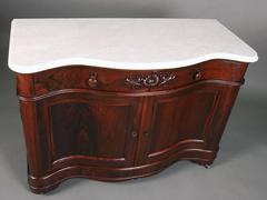 J. & J. W. Meeks Victorian Marble Top Rosewood Serpentine Commode