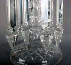 Pair of Tall Cut Crystal Mantle Lustres with Prisms, Late 19th Century