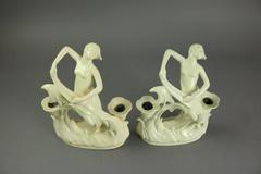 Pair of Art Deco Cowan Pottery Figural Candelabra, circa 1930