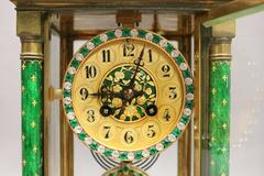 French Champleve Japy Freres Mantel Clock for Camerden & Foster, circa 1920