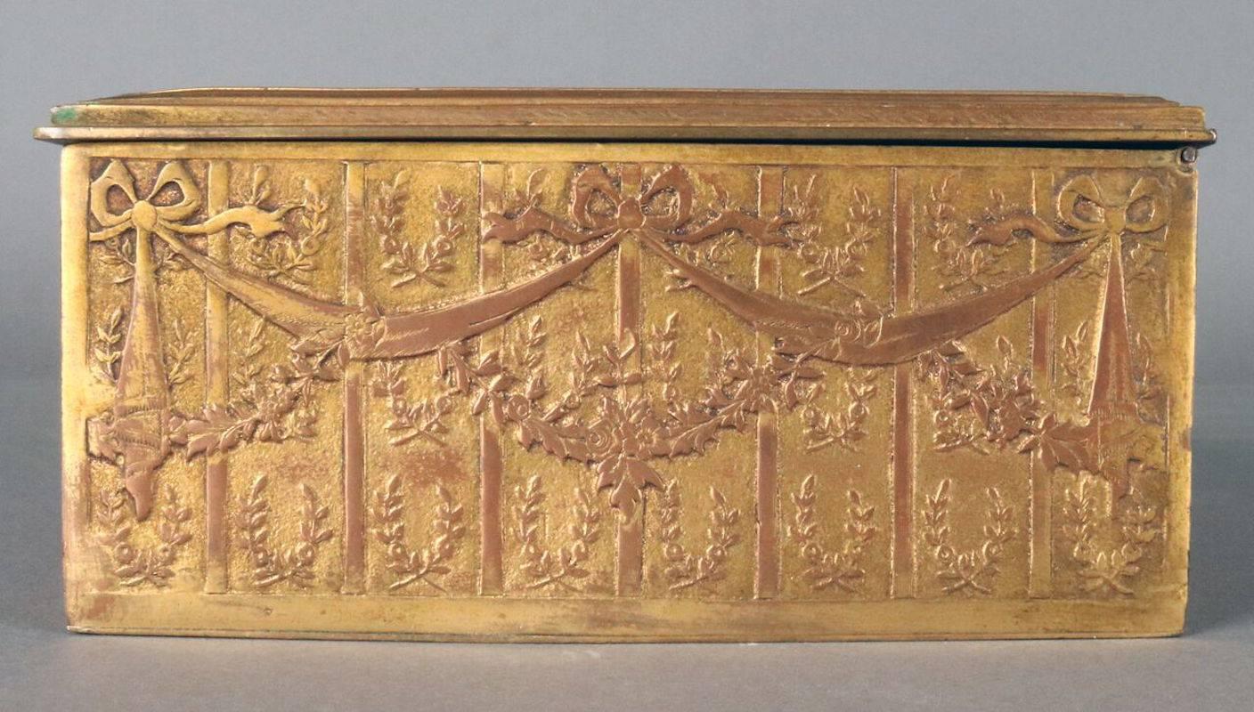 Antique French Gilt Cast Bronze Hand Painted Sewing Box, 19th Century 3
