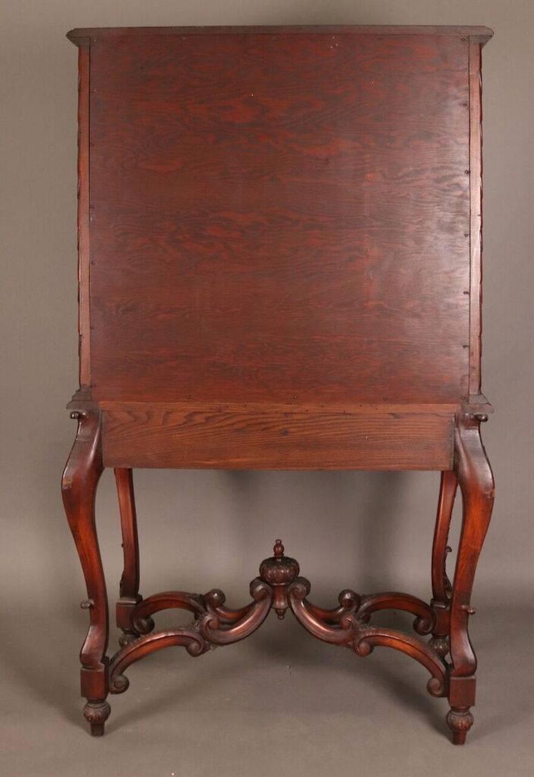 Antique French Louis XIV Style Carved Walnut Cupboard with Secretary, circa 1920 2