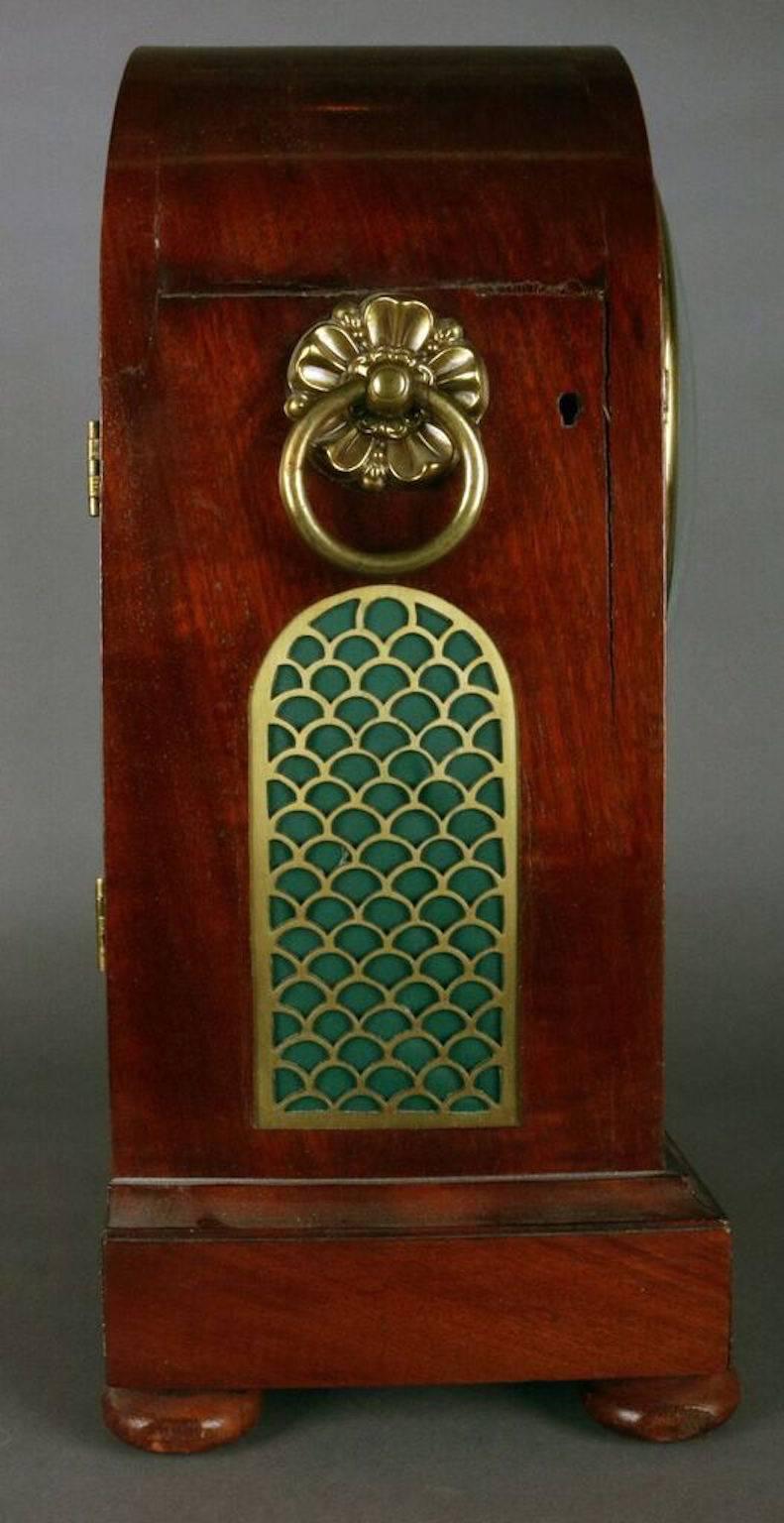 Antique English Regency Frodsham Mahogany Bracket Clock and Shelf, circa 1850 1