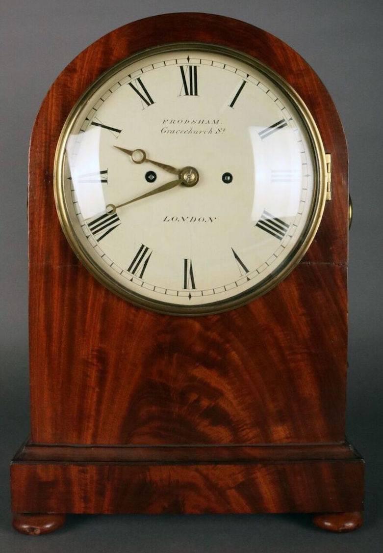 Antique English Regency Frodsham Mahogany Bracket Clock and Shelf, circa 1850 In Good Condition In Big Flats, NY
