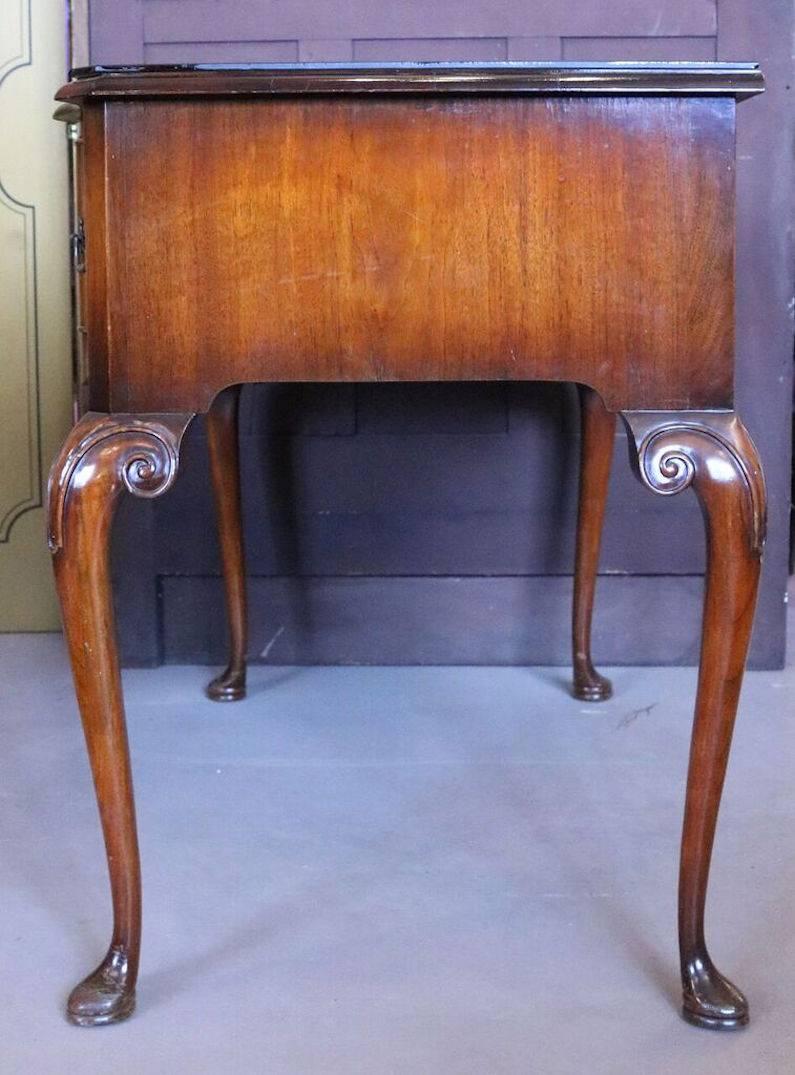 Bronze Antique French, Louis XV Style Mahogany Glass Top Kittinger Dressing Table