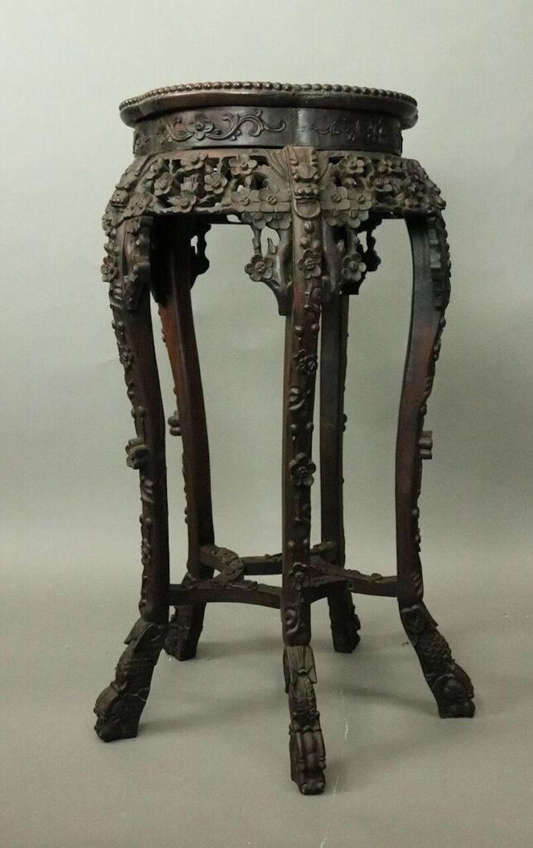 antique marble top plant stand