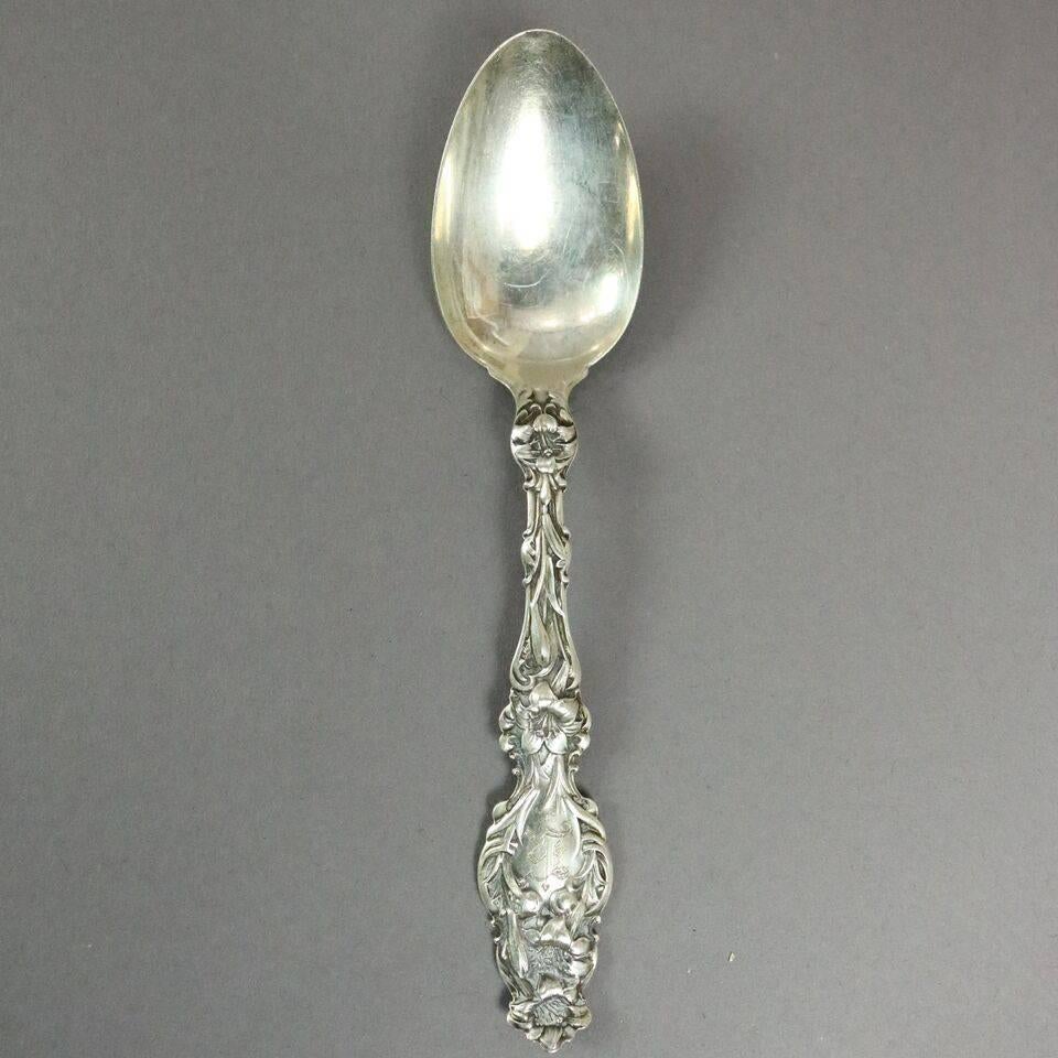 20th Century 87 Pc Whiting Sterling Silver Flatware Set, Lilly-Floral, Approx 95 ozt,  1910