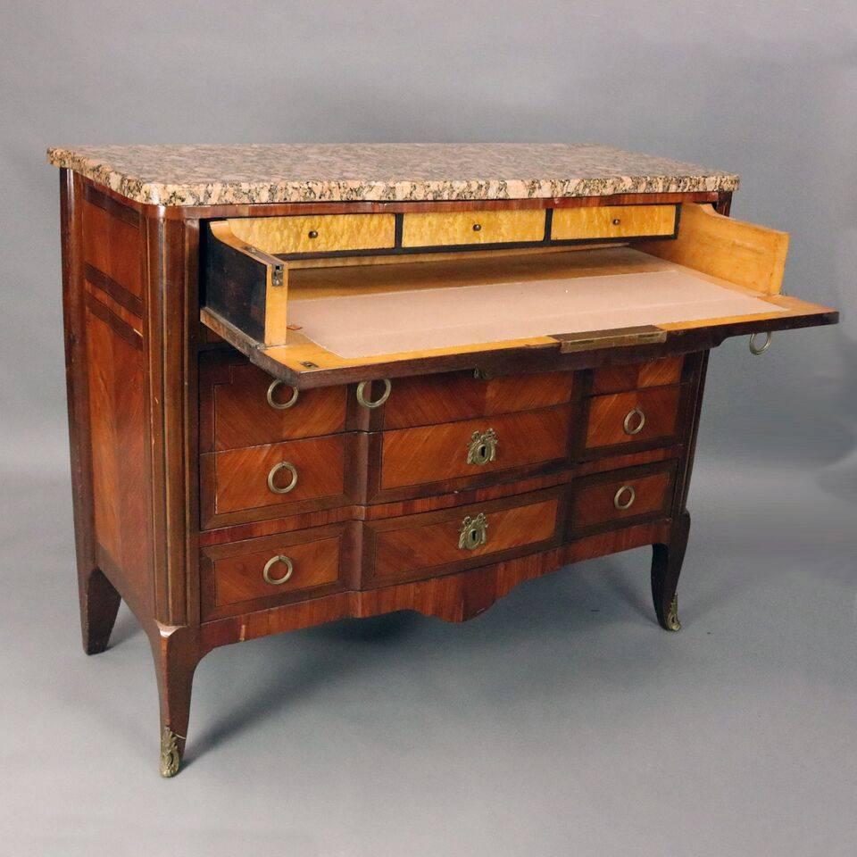 Antique French Louis XVI Mahogany, Kingwood & Marble Butler with Bronze In Good Condition In Big Flats, NY