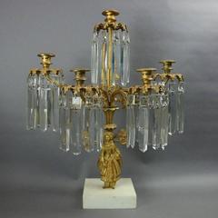 Antique French Figural Gilt Bronze 3-Pc Girandole Set, Moorish Maiden circa 1860