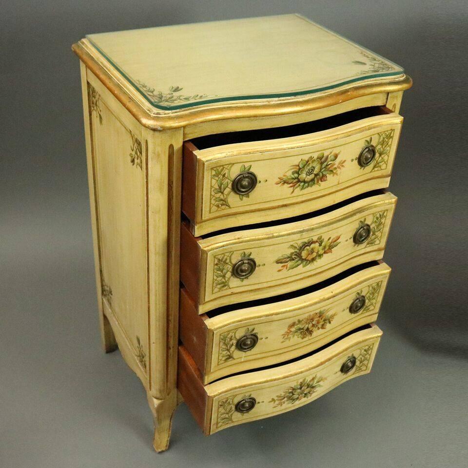 Vintage Pair of French Provincial Style Hand-Painted Four-Drawer Side Stands In Good Condition In Big Flats, NY