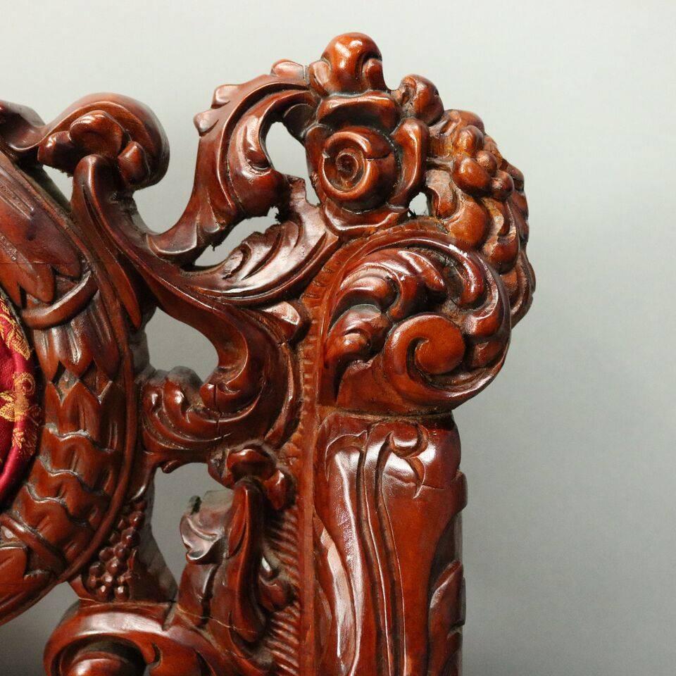 Pair of 20th Century Heavily Carved Mahogany Karpen School Baroque Style Chairs In Good Condition In Big Flats, NY