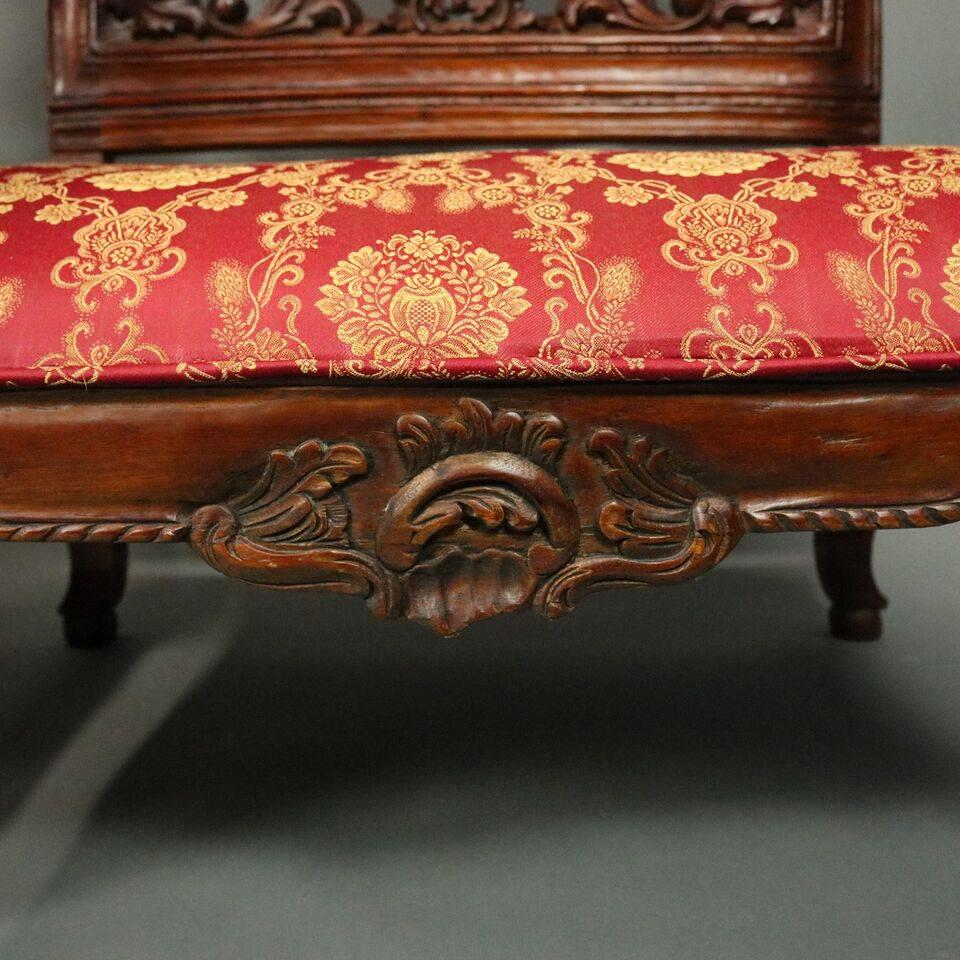 Upholstery Pair of 20th Century Heavily Carved Mahogany Karpen School Baroque Style Chairs