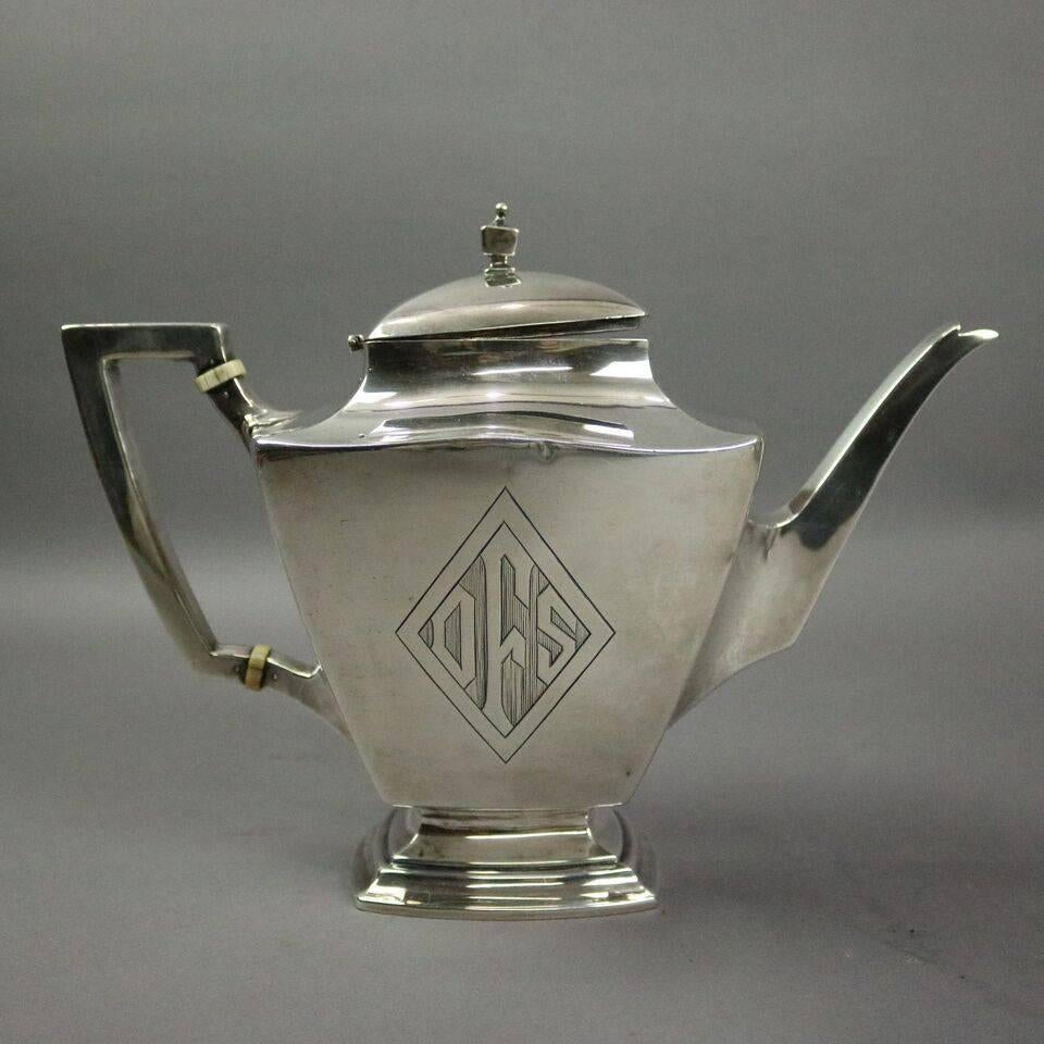 20th Century Antique Sterling Silver Empire Style Three-Piece Tea Set, circa 1920