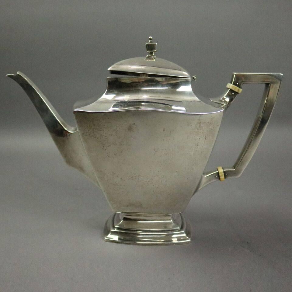 Antique Sterling Silver Empire Style Three-Piece Tea Set, circa 1920 1