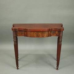 Antique Sheraton McIntyre School Flame Mahogany Game Table, circa 1820