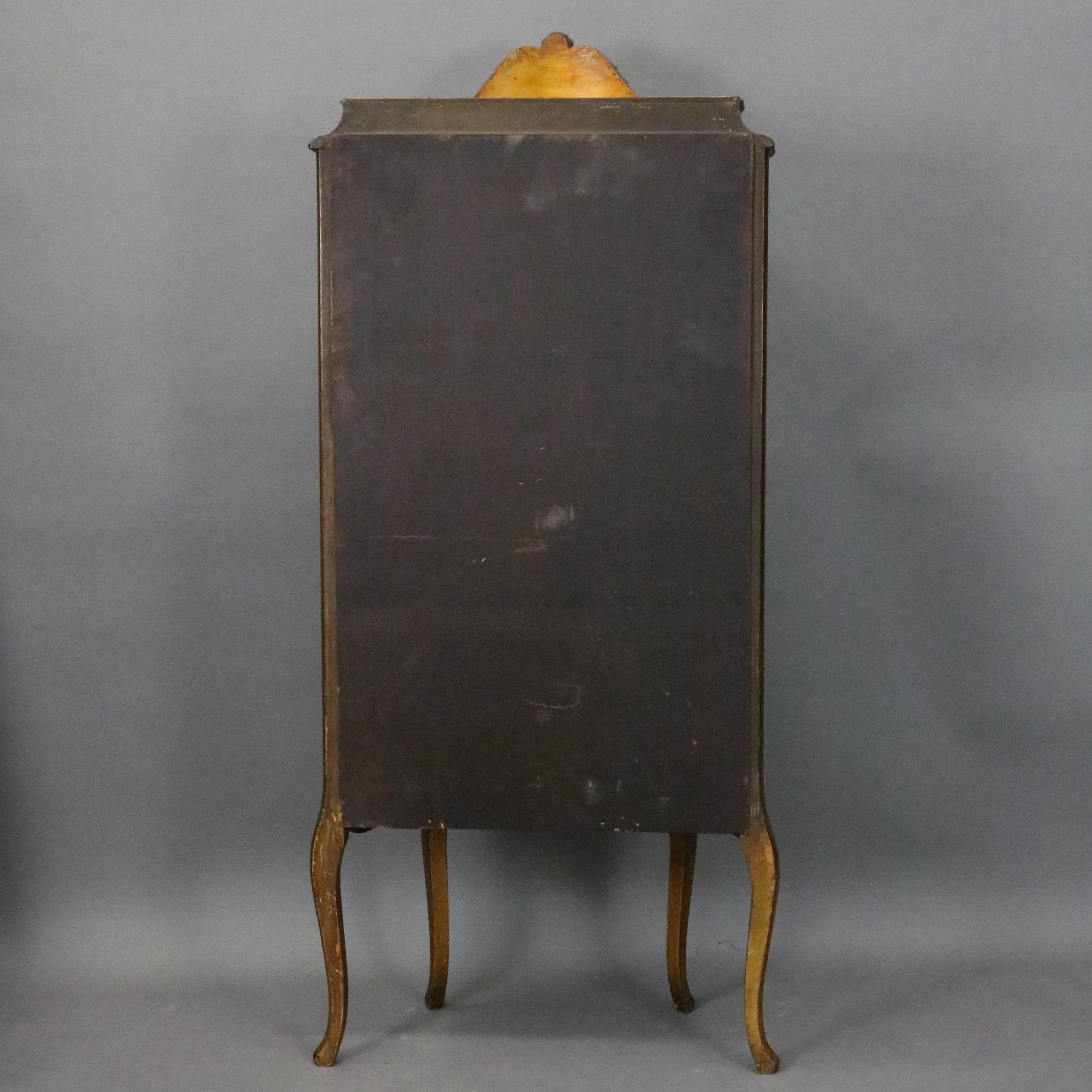 19th Century Antique Vernis Martin Louis XIV GiltWood Vitrine Cabinet, circa 1880