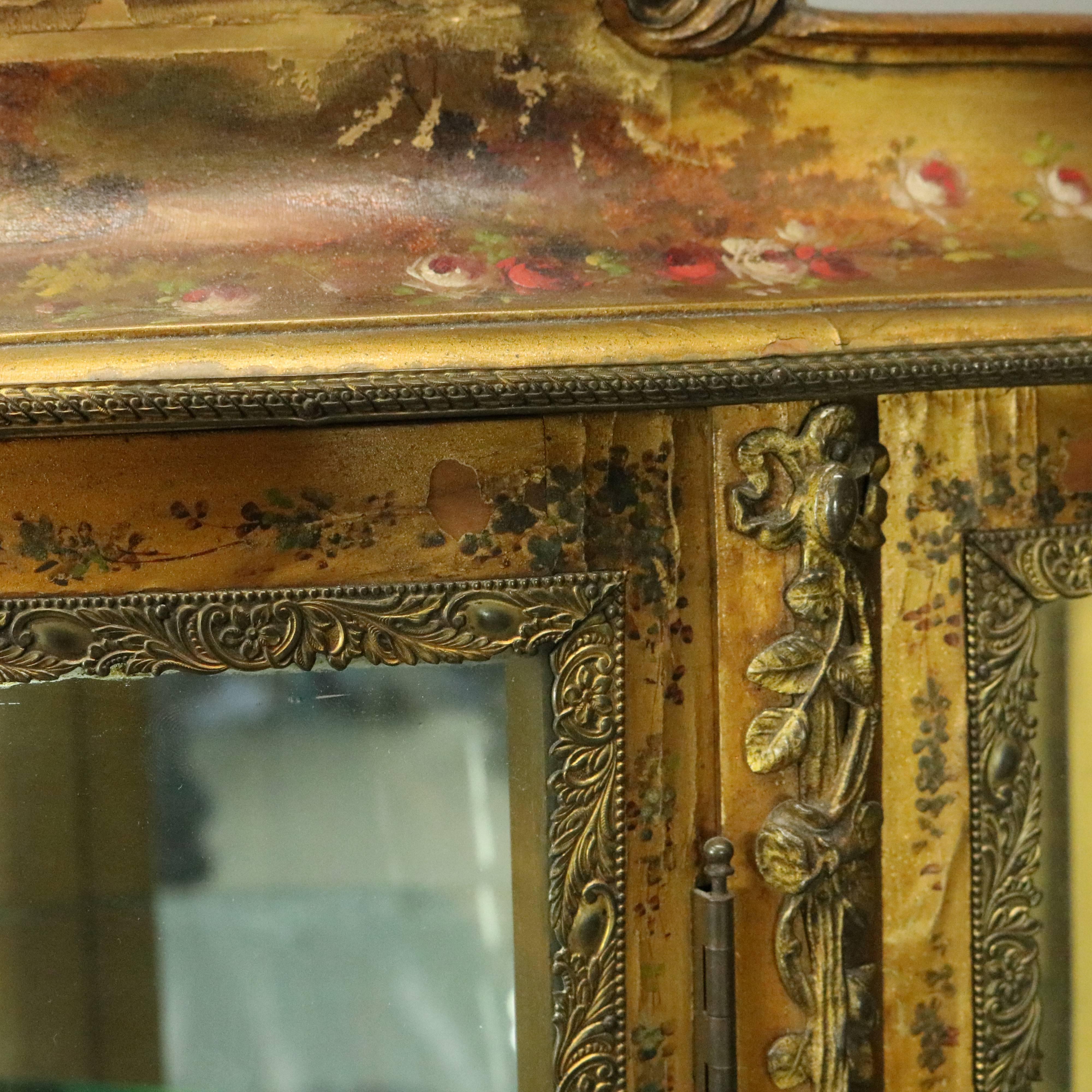 Antique Vernis Martin Louis XIV GiltWood Vitrine Cabinet, circa 1880 3