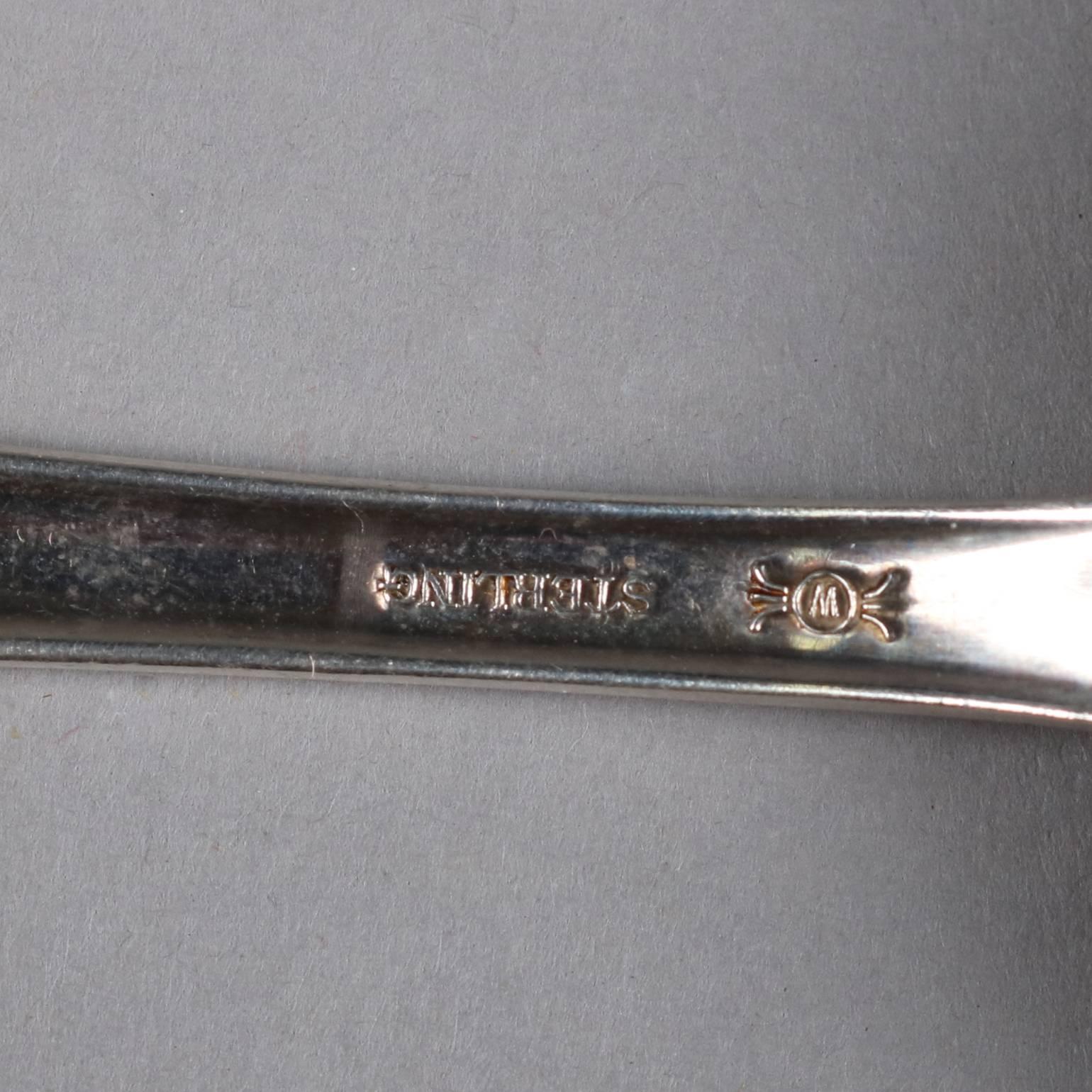Pair of Antique Sterling Silver Serving Set, Fork & Spoon, by Frank Whiting 1