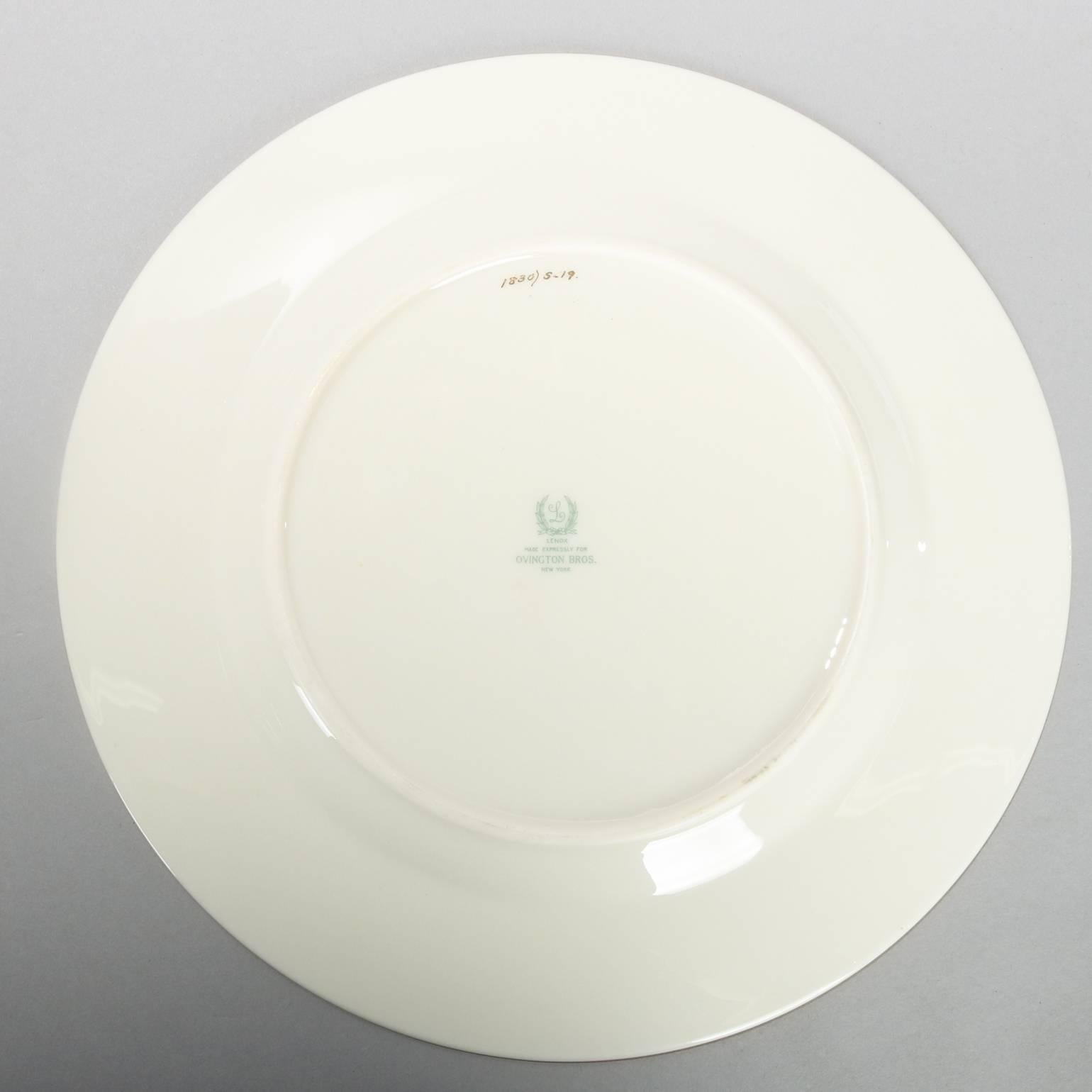 American 14 Lenox China Porcelain Plates for Ovington Bros. NYC, 20th Century