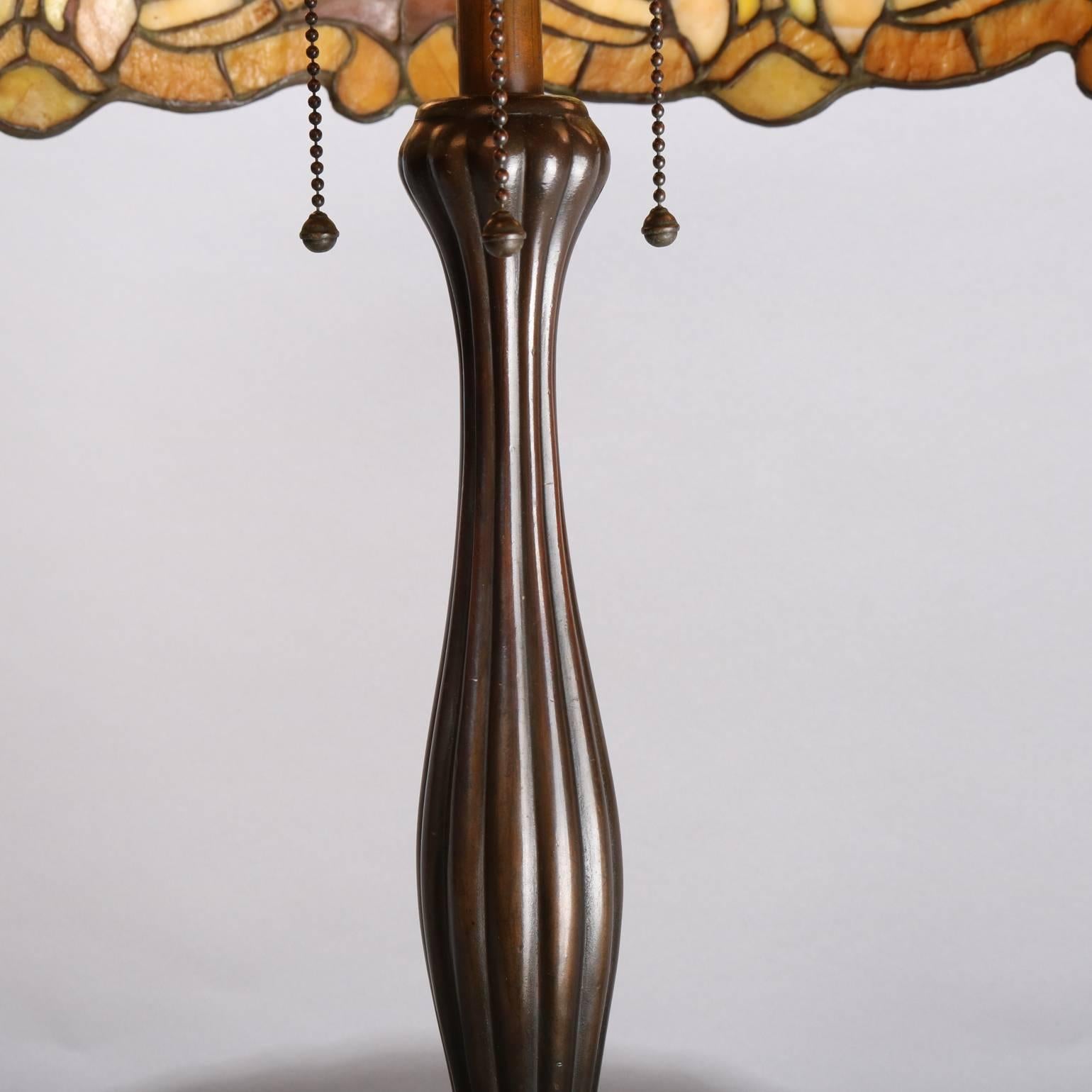 American Antique Duffner & Kimberly Co. Art Nouveau Mosiac Glass Lamp, Shell Motif