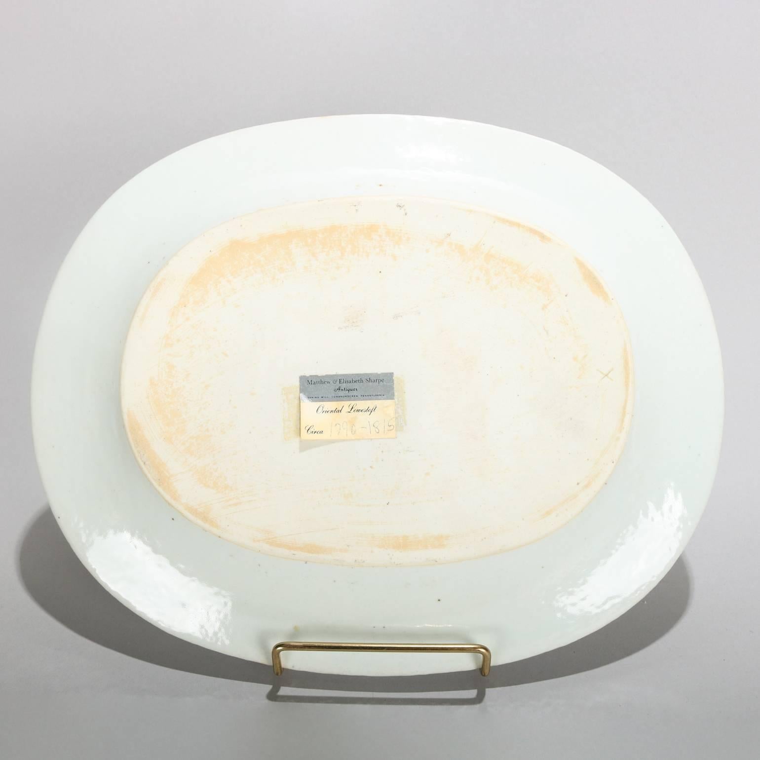 Pair of 19th Century Antique Lowestoft Porcelain Platters Gilt & Lavender Barley 2