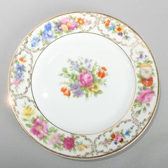 Ten Antique Bavaria Porcelain Rosenthal "The Dresden" Floral Dessert Plates