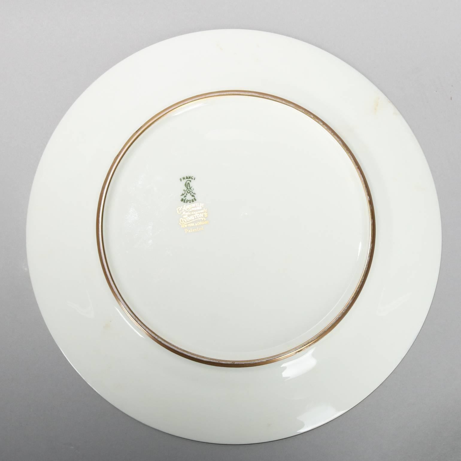 Porcelain 12 C. Ahrenfeldt Limoges for Ovington's Cobalt & Gilt Dinner Plates 20th Century