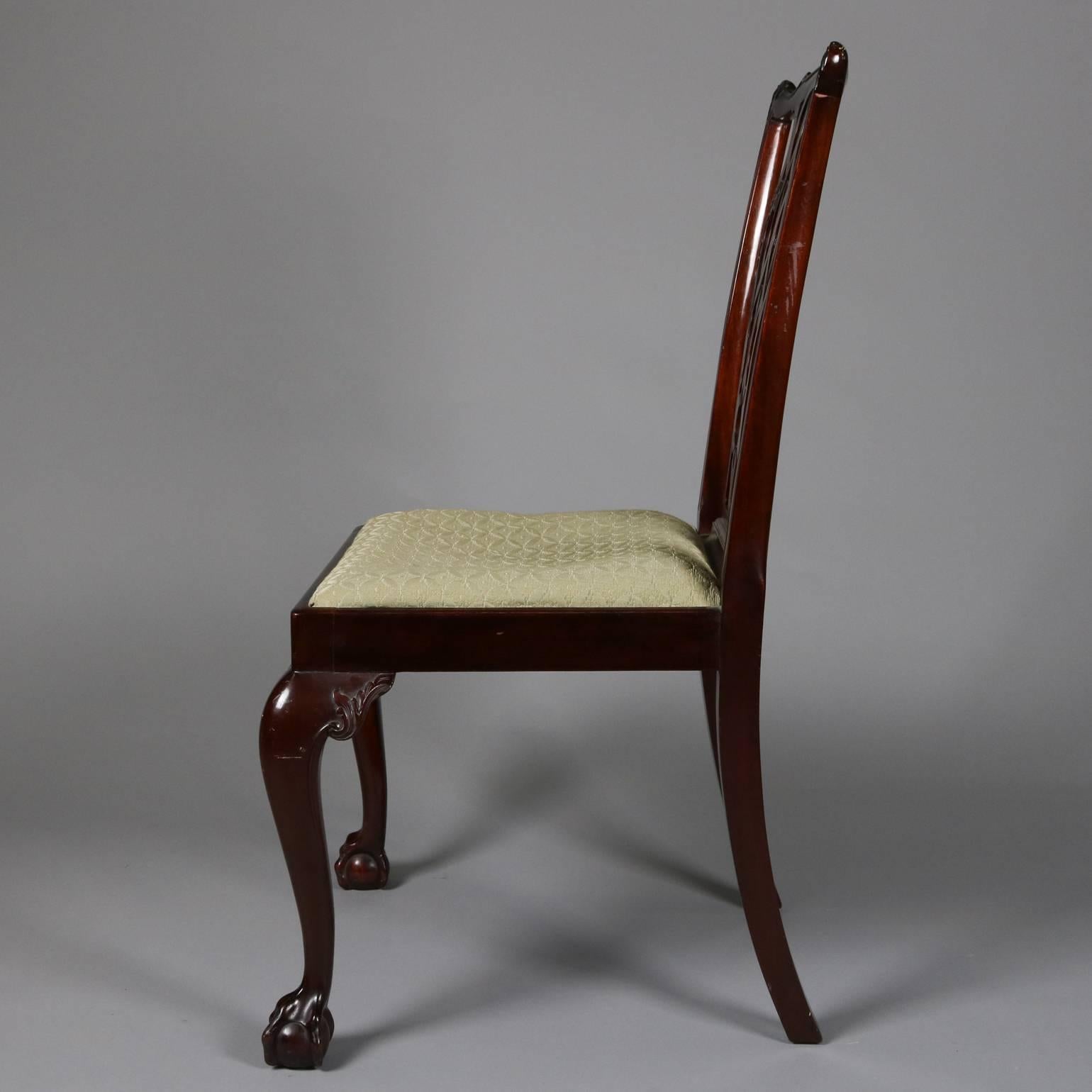 Four Antique Carved Mahogany Chippendale Ribbon Back Dining Chairs, 19th Century In Good Condition In Big Flats, NY