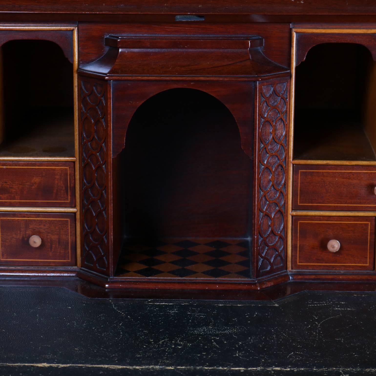 Antique Federal Inlaid, Carved & Filigree Mahogany Secretary Bookcase 2