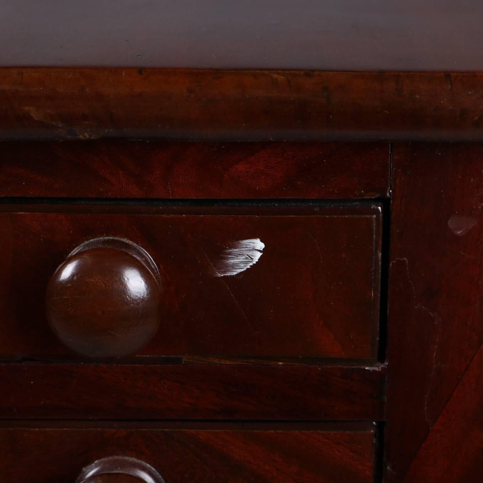 Antique Inlaid Flame Mahogany with Bone Duncan Phyfe School Sewing Stand In Good Condition In Big Flats, NY