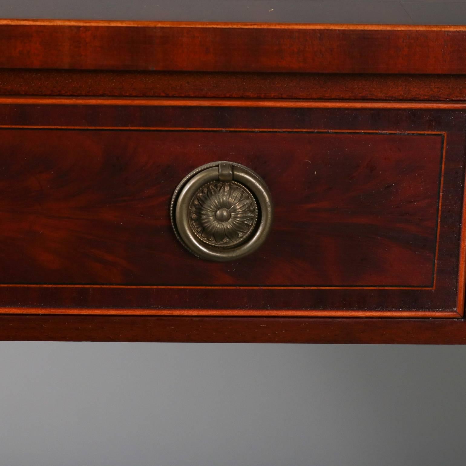 Antique English Inlaid Flame Mahogany Duncan Phyfe School Server, 19th Century In Good Condition In Big Flats, NY