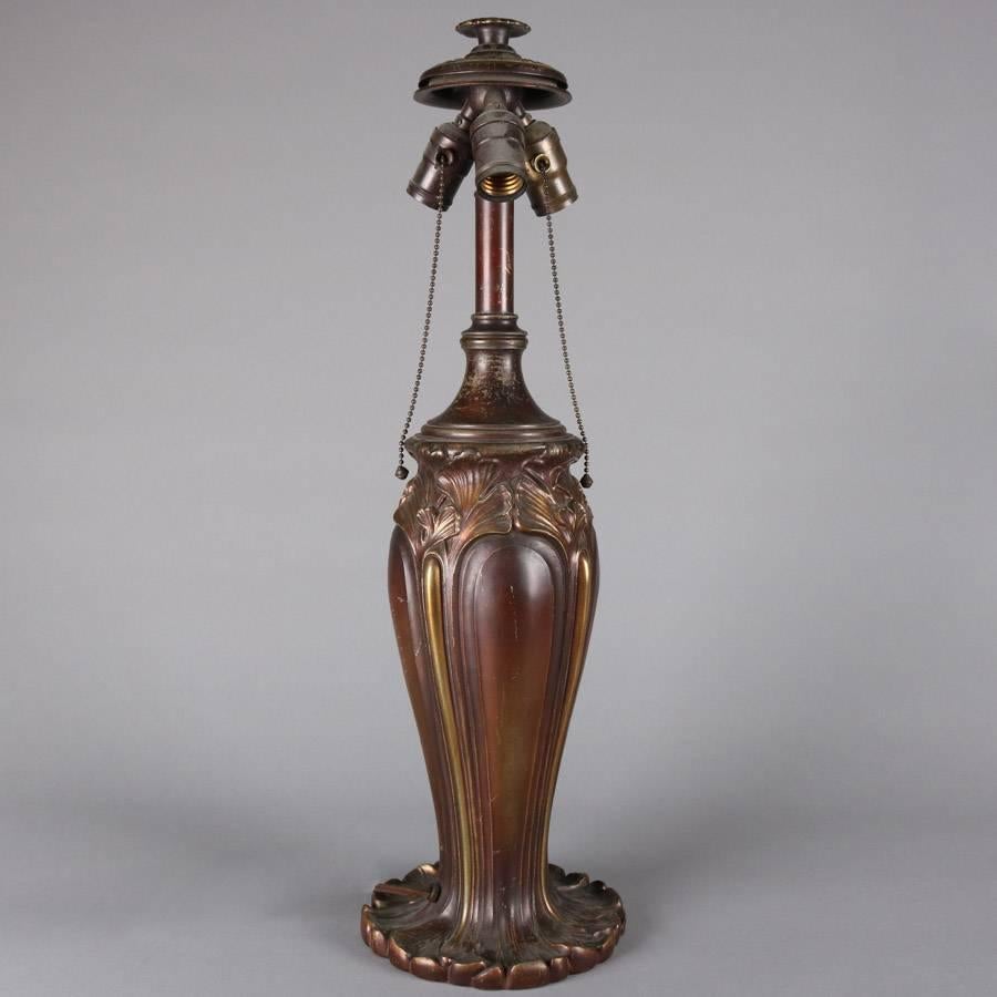 American Antique Art Nouveau Bronze and Gilt Bradley & Hubbard Lamp Base, circa 1920