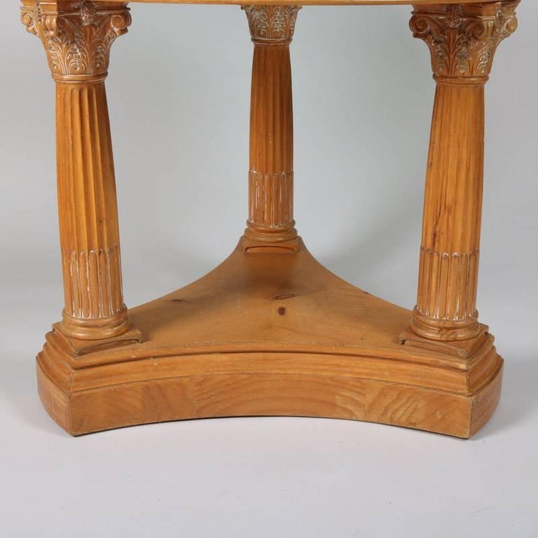 Classical White Washed Corinthian Column Glass Top Dining Table, 20th