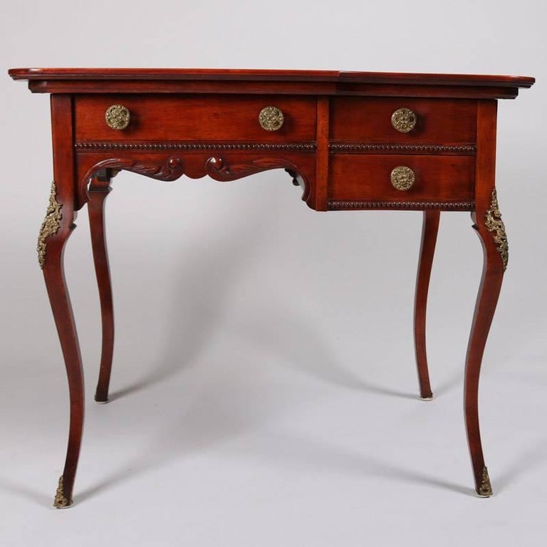Antique French Louis Xvi Caved Mahogany And Ormolu Ladies Writing