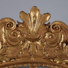 Large French, Louis XV Giltwood Fleur de Lis Parclose Wall Mirror, 20th Century