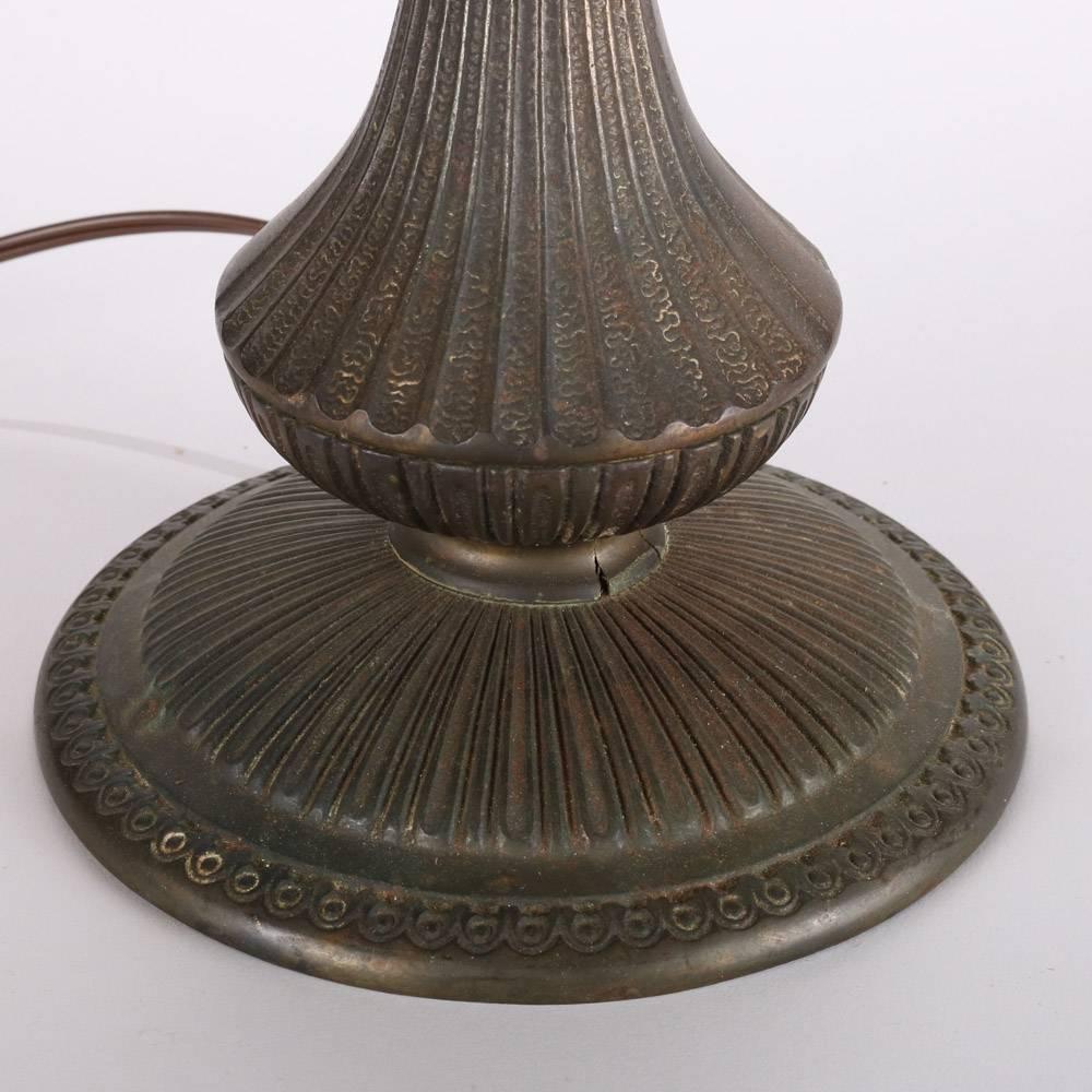 Antique Arts & Crafts Handel School Slag Glass Lamp, circa 1920 In Good Condition In Big Flats, NY