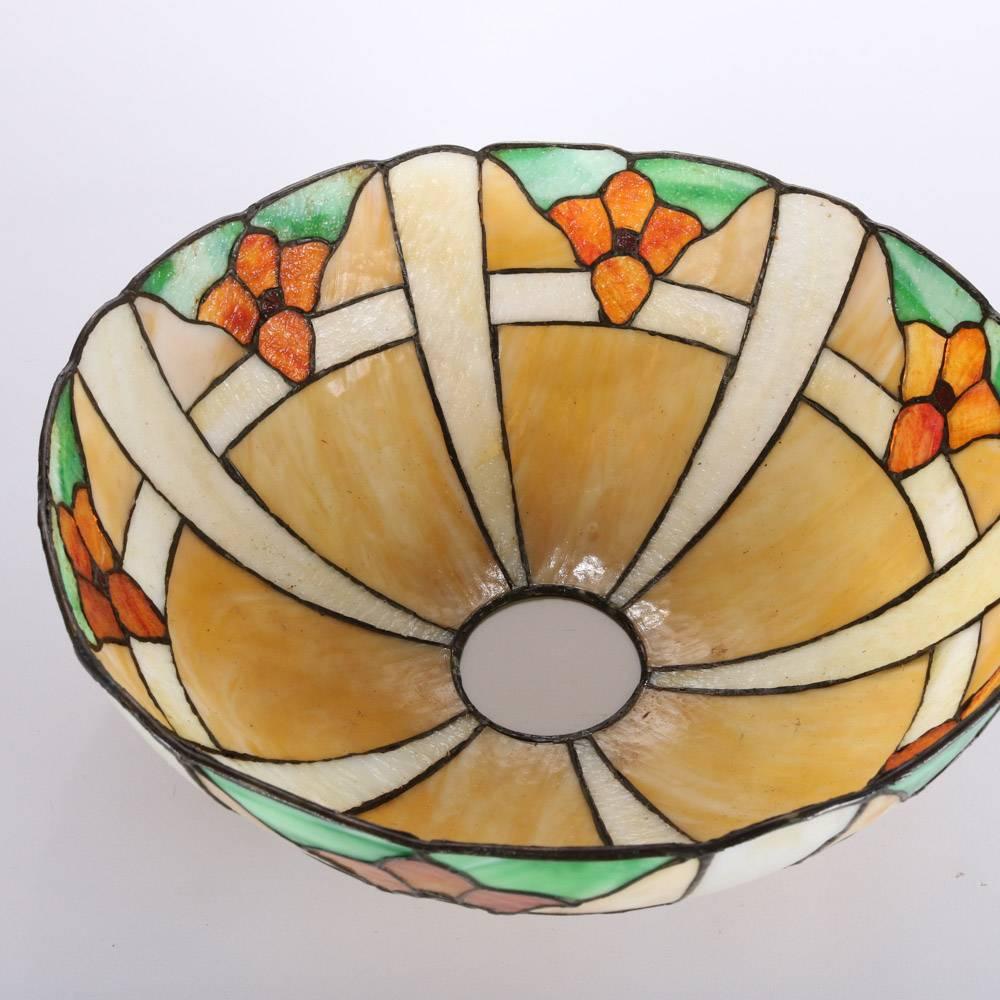 American Antique Arts & Crafts Handel School Slag Glass Lamp, circa 1920