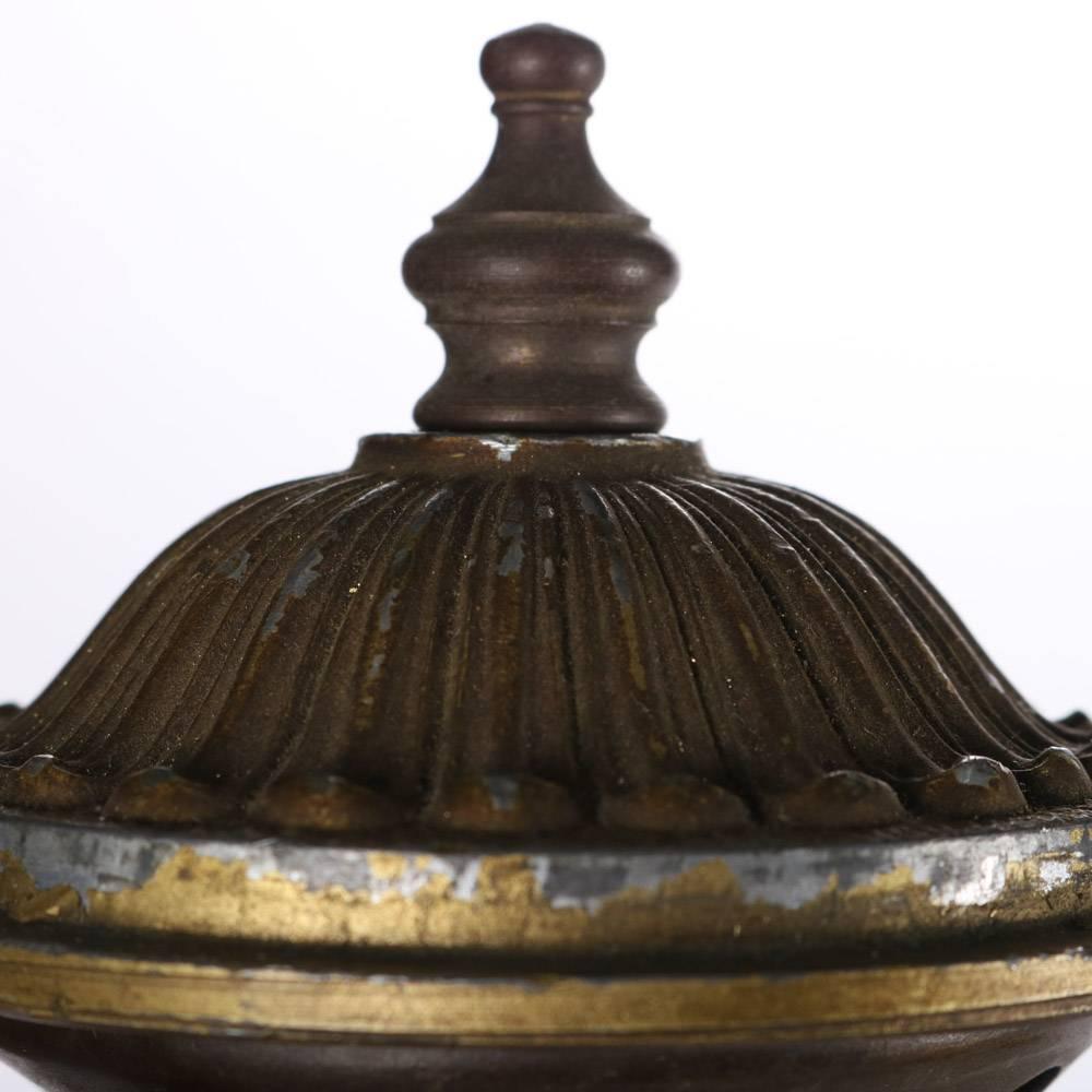 Antique Arts & Crafts Handel School Slag Glass Lamp, circa 1920 2