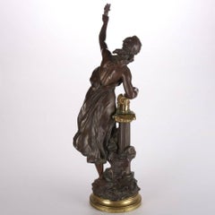 Antique French Figural Bronze Sculpture La Science by Moreau, 19th Century