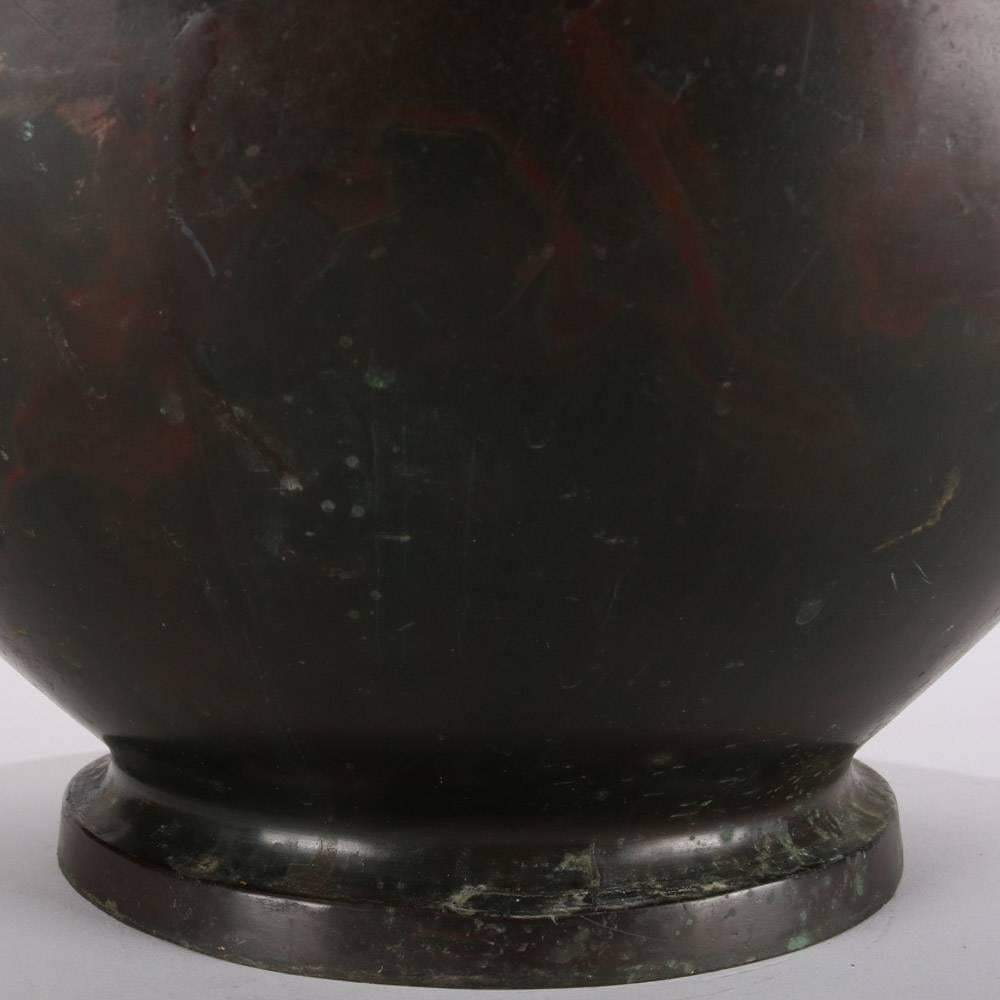 Oversize Antique Japanese Meiji Bronze Floor Vase, Greek Key Pattern 2
