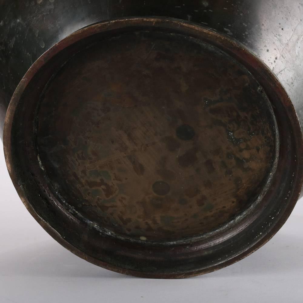 Oversize Antique Japanese Meiji Bronze Floor Vase, Greek Key Pattern 3
