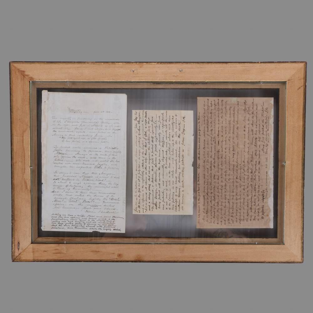 Collection of antique Civil War letters in dual sided frame include poems and songs, 19th century

Measures: 10.5