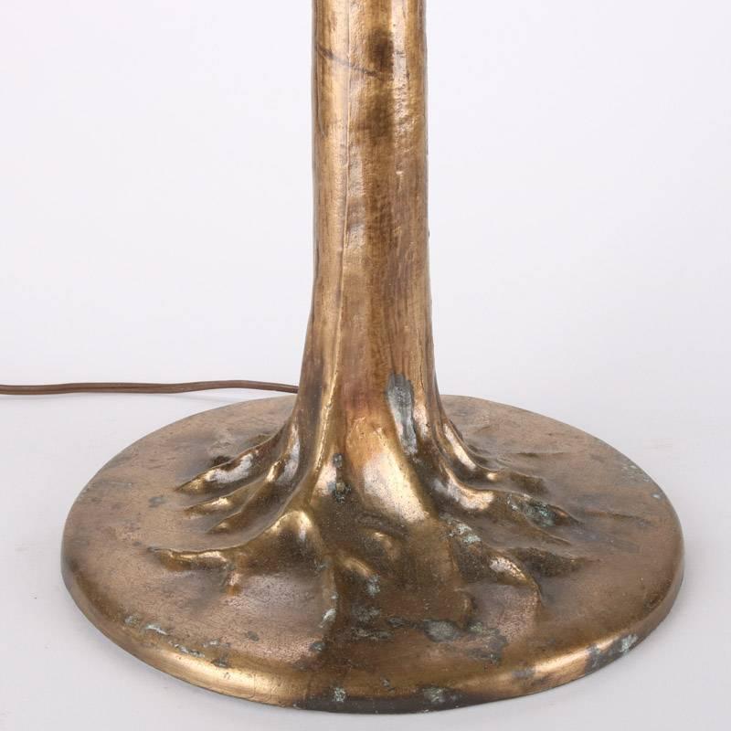 Antique Art Nouveau Slag Glass and Gilt Bronze Lamp by Charles Parker 2