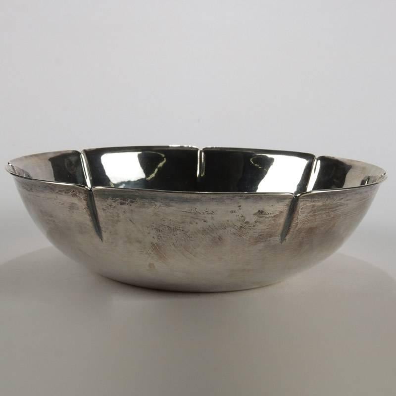 Arts and Crafts Antique Arts & Crafts Hand-Hammered Sterling Silver Bowl by J. Hewes