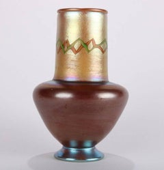 Antique & Rare Tiffany Favrile Art Glass Tel-el-Amarna Art Glass Vase, Signed