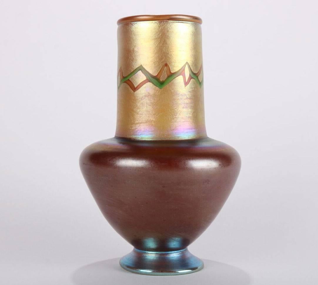American Antique & Rare Tiffany Favrile Art Glass Tel-el-Amarna Art Glass Vase, Signed