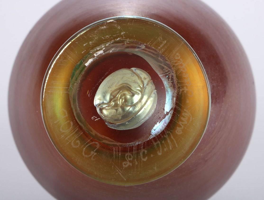 20th Century Antique & Rare Tiffany Favrile Art Glass Tel-el-Amarna Art Glass Vase, Signed